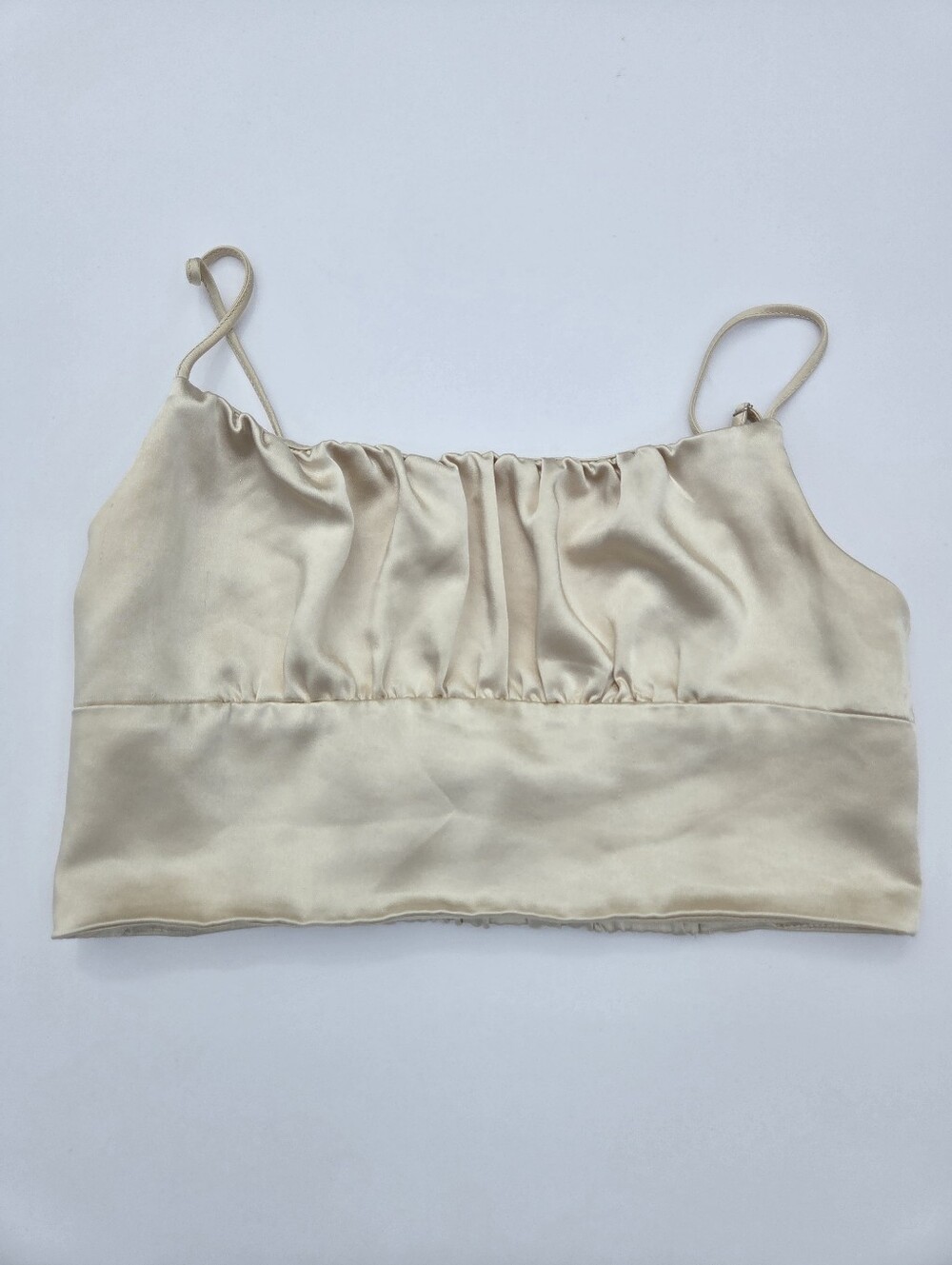 Zara Soft Gold Satin Crop Top Medium